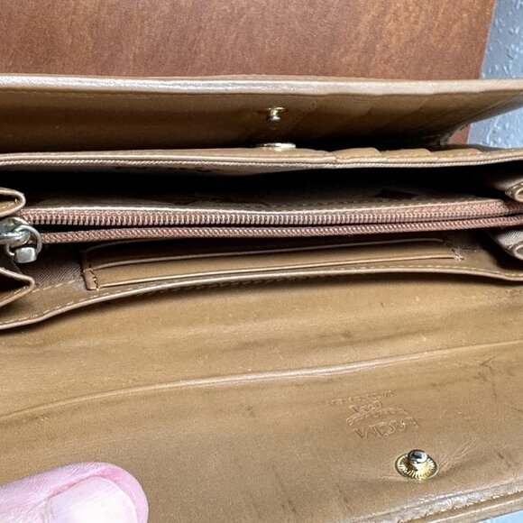 MCM Cognac Pink Black Visetos Tri-fold Wallet. - Picture 9 of 11